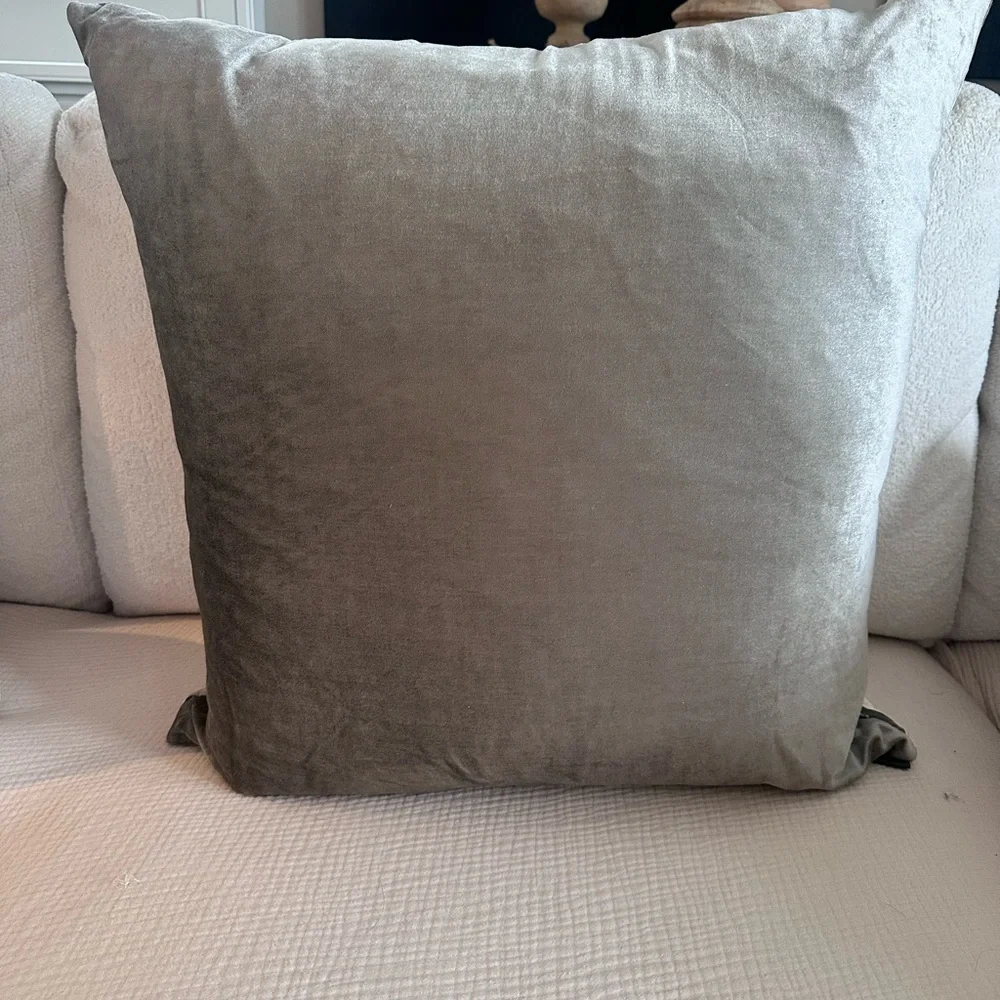 🦋1/2OFF🦋silver and ivory embroidered velvet accent pillow.22x22. Inc down insert - Picture 6 of 10